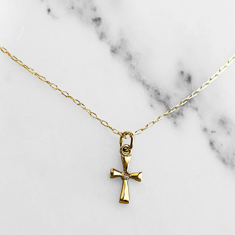 Tiny Crystal Cross Necklace