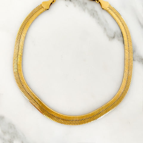 Chunky Gold Herringbone Choker